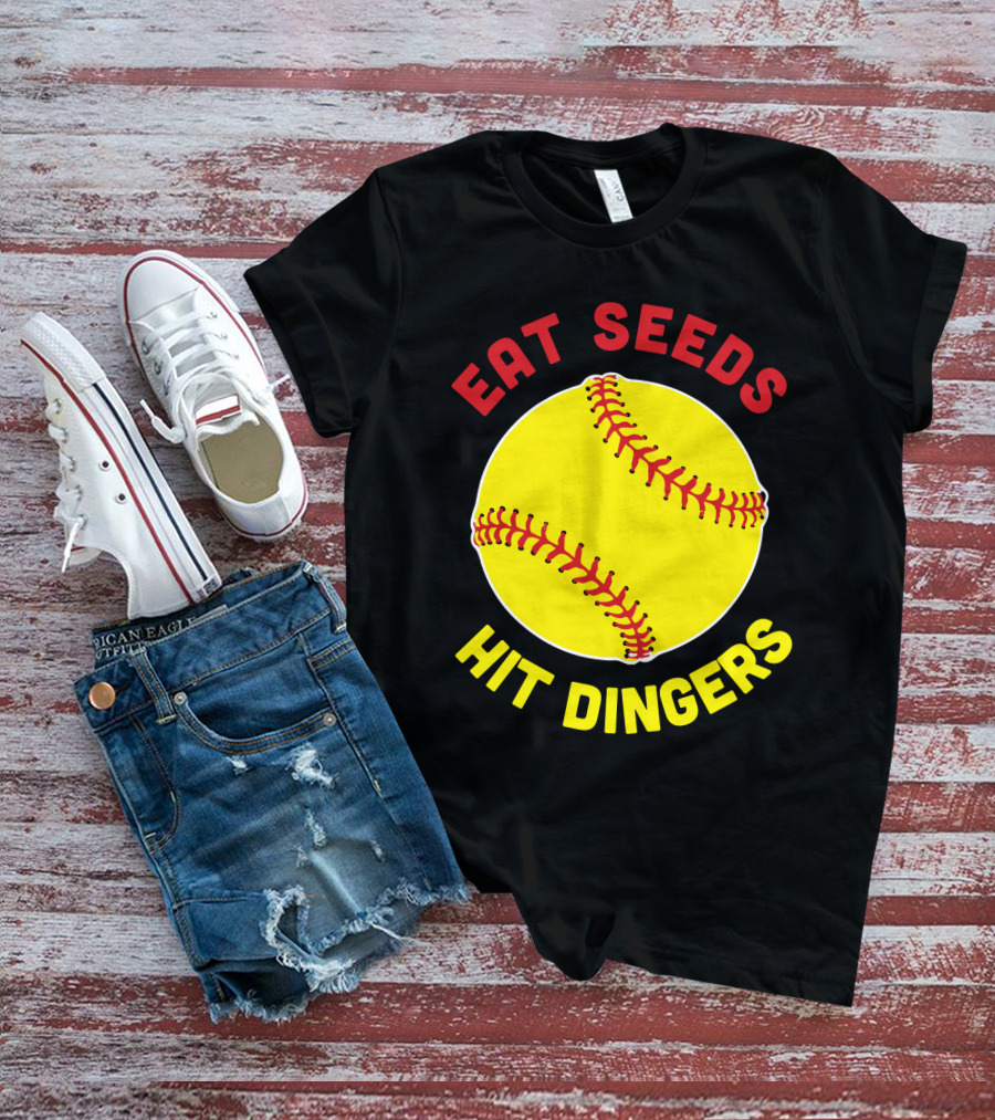Eat Seeds Hit Dingers Softball Yellow T-Shirt