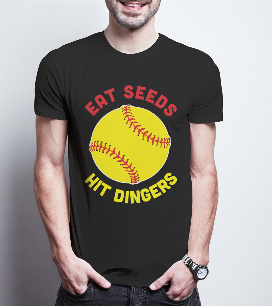 Eat Seeds Hit Dingers Softball Yellow T-Shirt