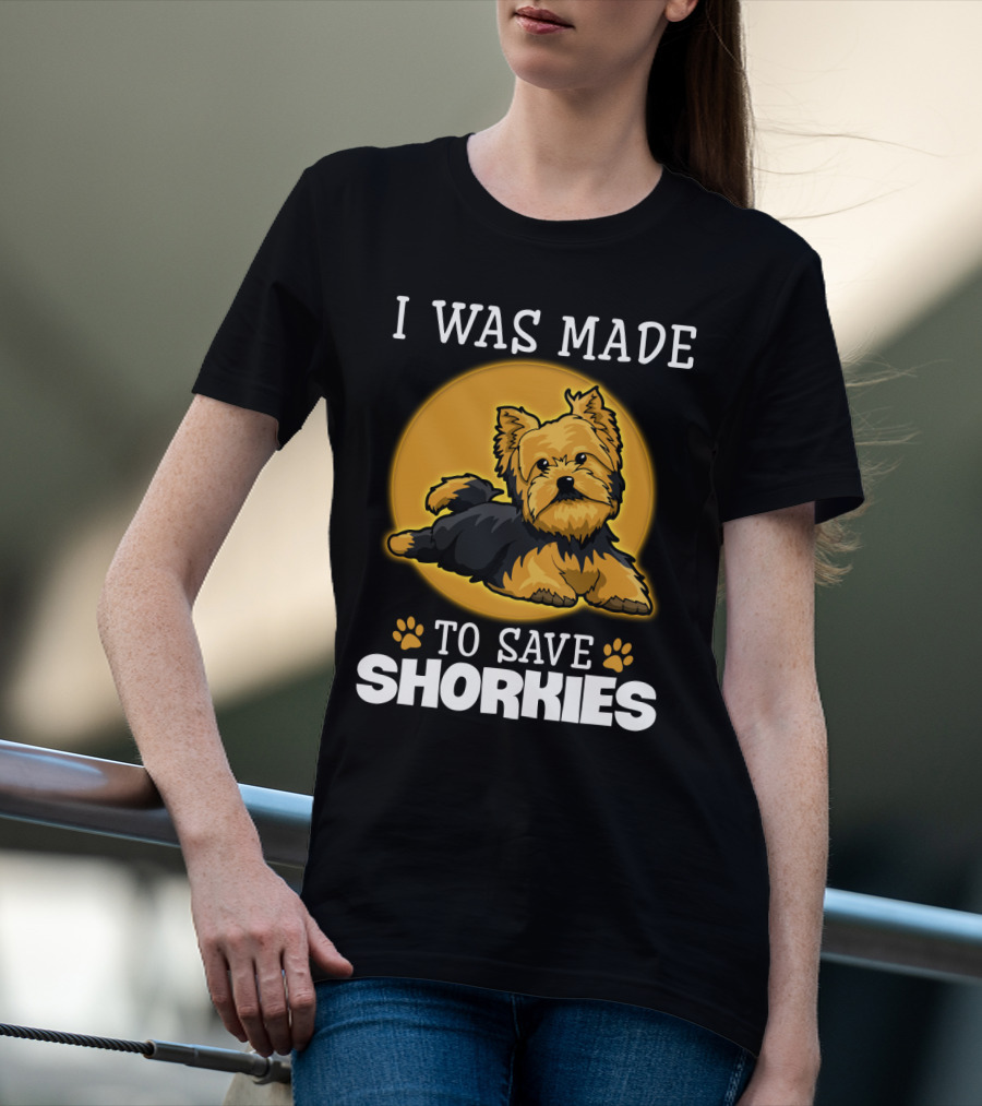 I Was Made To Save Shorkies Dog Paws And Orange Circle T-Shirt
