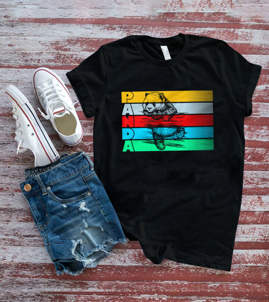 Panda PAPA Retro Striped T-Shirt