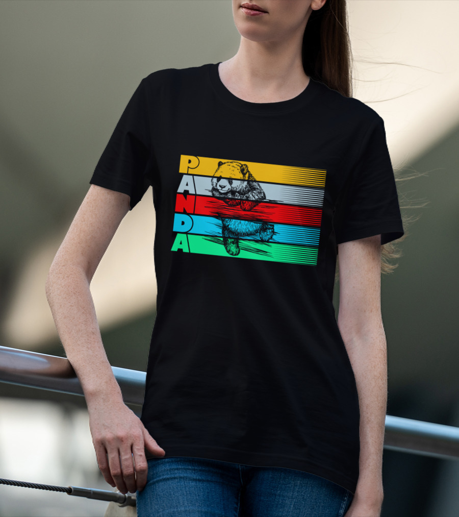 Panda PAPA Retro Striped T-Shirt