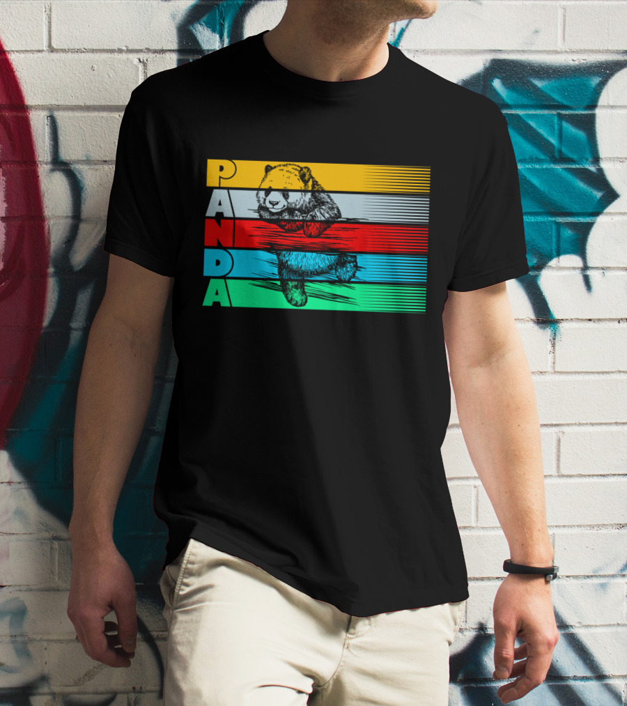 Panda PAPA Retro Striped T-Shirt