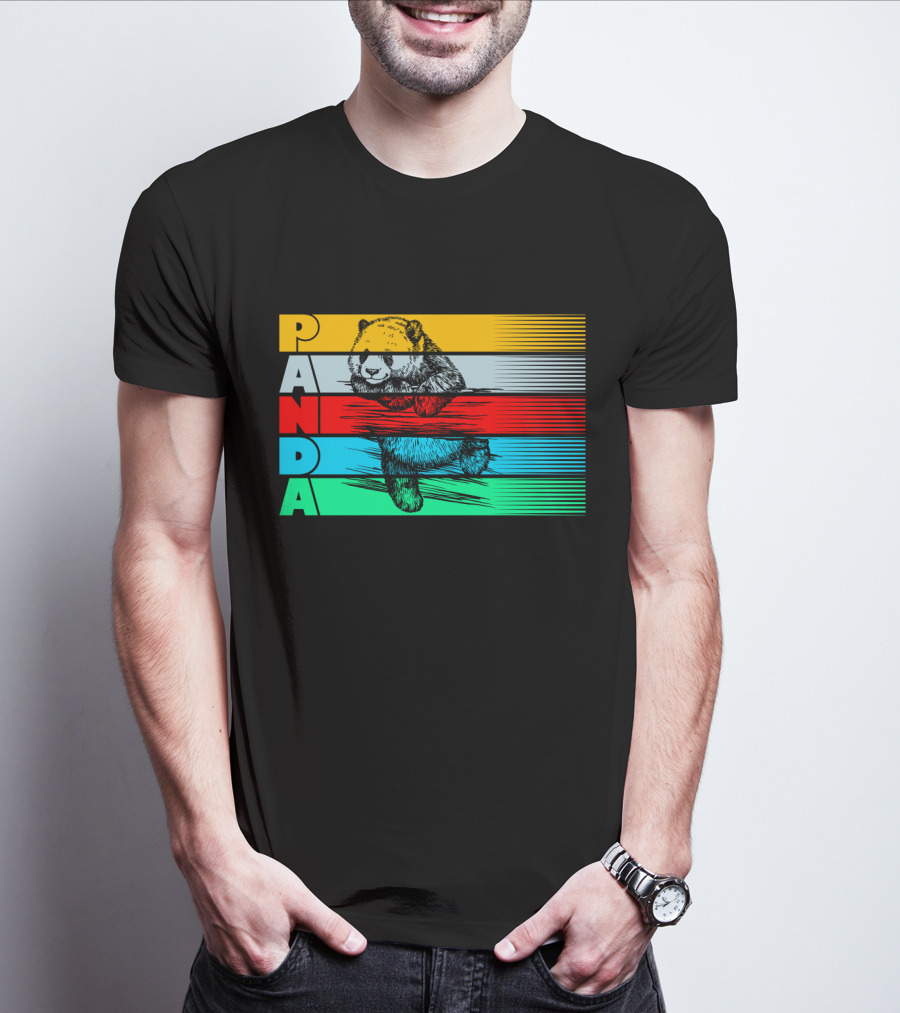 Panda PAPA Retro Striped T-Shirt