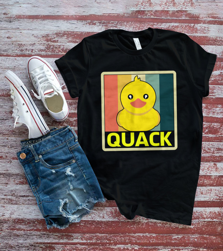 Vintage Rubber Duck Quack Retro Stripes T-Shirt