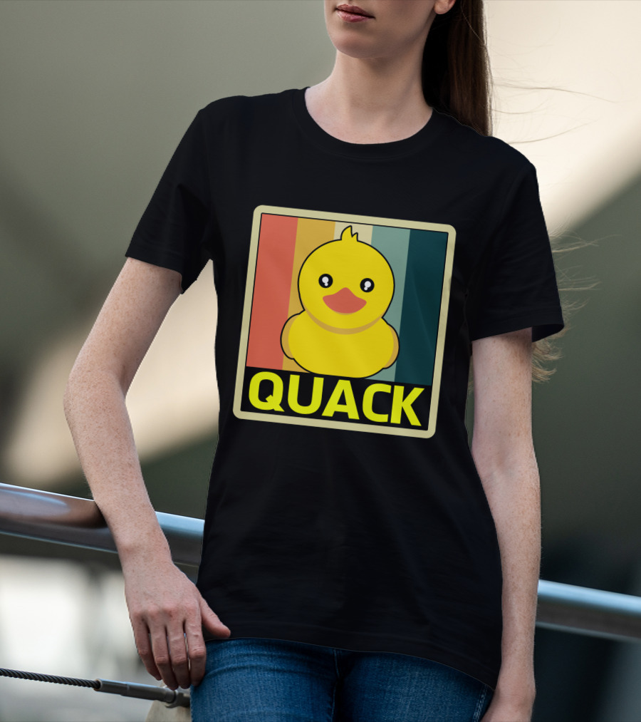 Vintage Rubber Duck Quack Retro Stripes T-Shirt