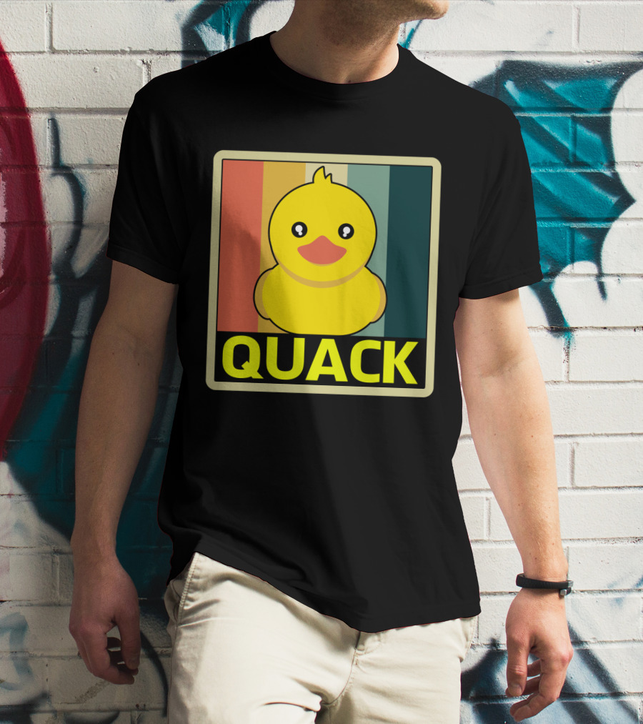 Vintage Rubber Duck Quack Retro Stripes T-Shirt