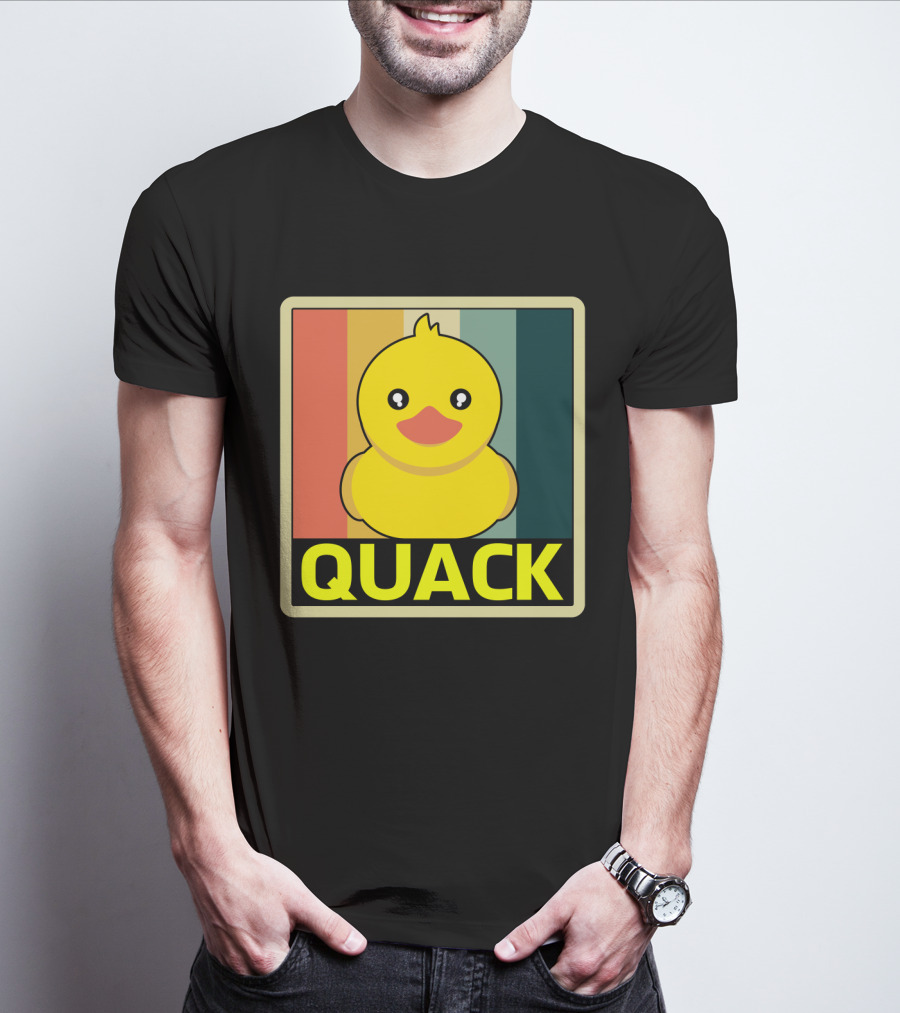 Vintage Rubber Duck Quack Retro Stripes T-Shirt