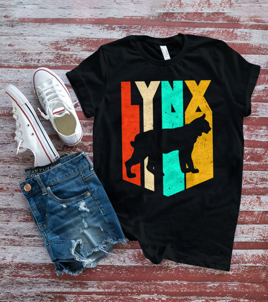 LYNX Retro Wildlife Silhouette Typography T-Shirt