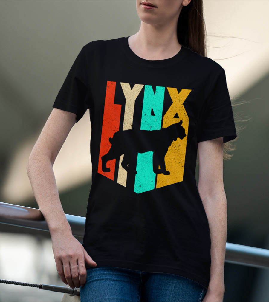 LYNX Retro Wildlife Silhouette Typography T-Shirt