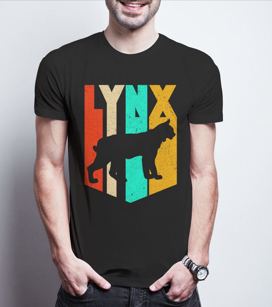 LYNX Retro Wildlife Silhouette Typography T-Shirt