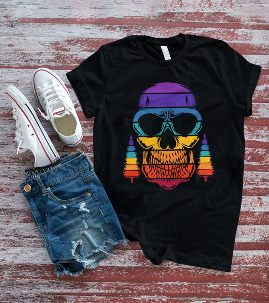 Rainbow Skull With Pine Trees T-Shirt