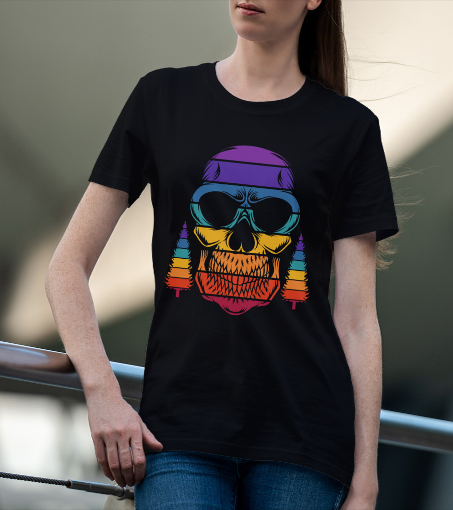 Rainbow Skull With Pine Trees T-Shirt