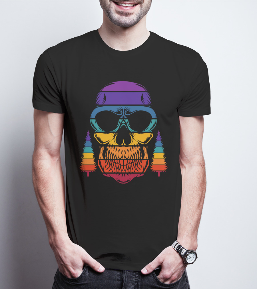 Rainbow Skull With Pine Trees T-Shirt
