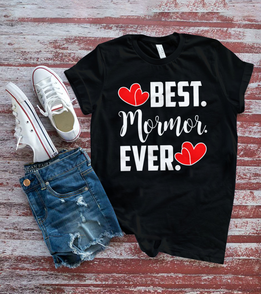 BEST MORMOR EVER Red Hearts T-Shirt
