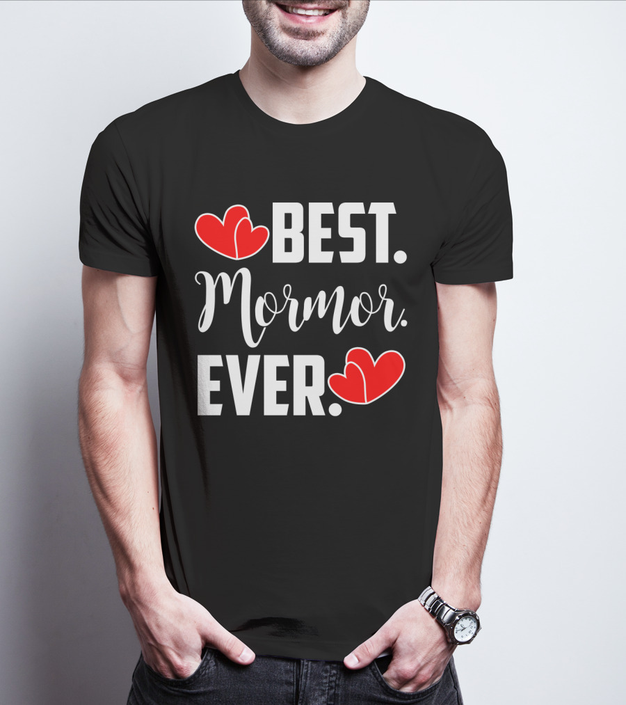 BEST MORMOR EVER Red Hearts T-Shirt