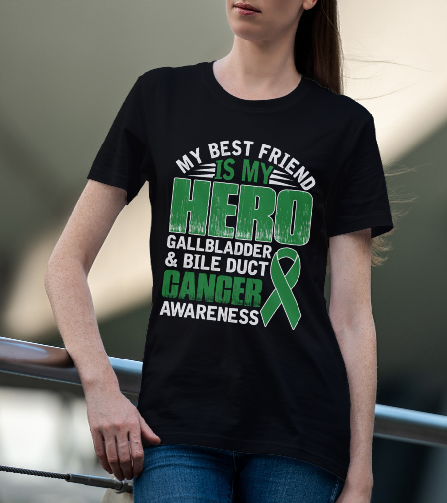 My Best Friend Is My Hero Gallbladder Bile Duct Cancer Awareness T-Shirt