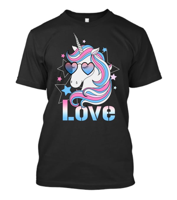 Love Unicorn Heart Glasses With Stars T-Shirt