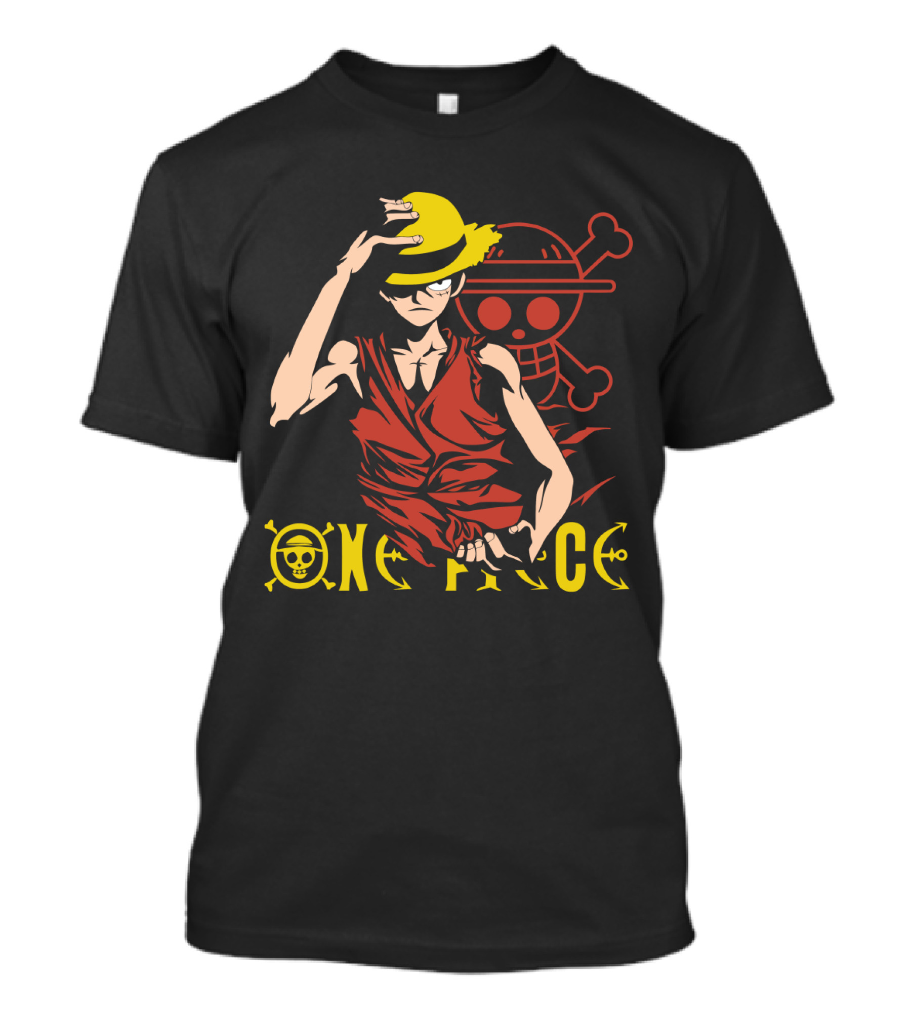 One Piece Luffy Straw Hat Pirate Skull T-Shirt