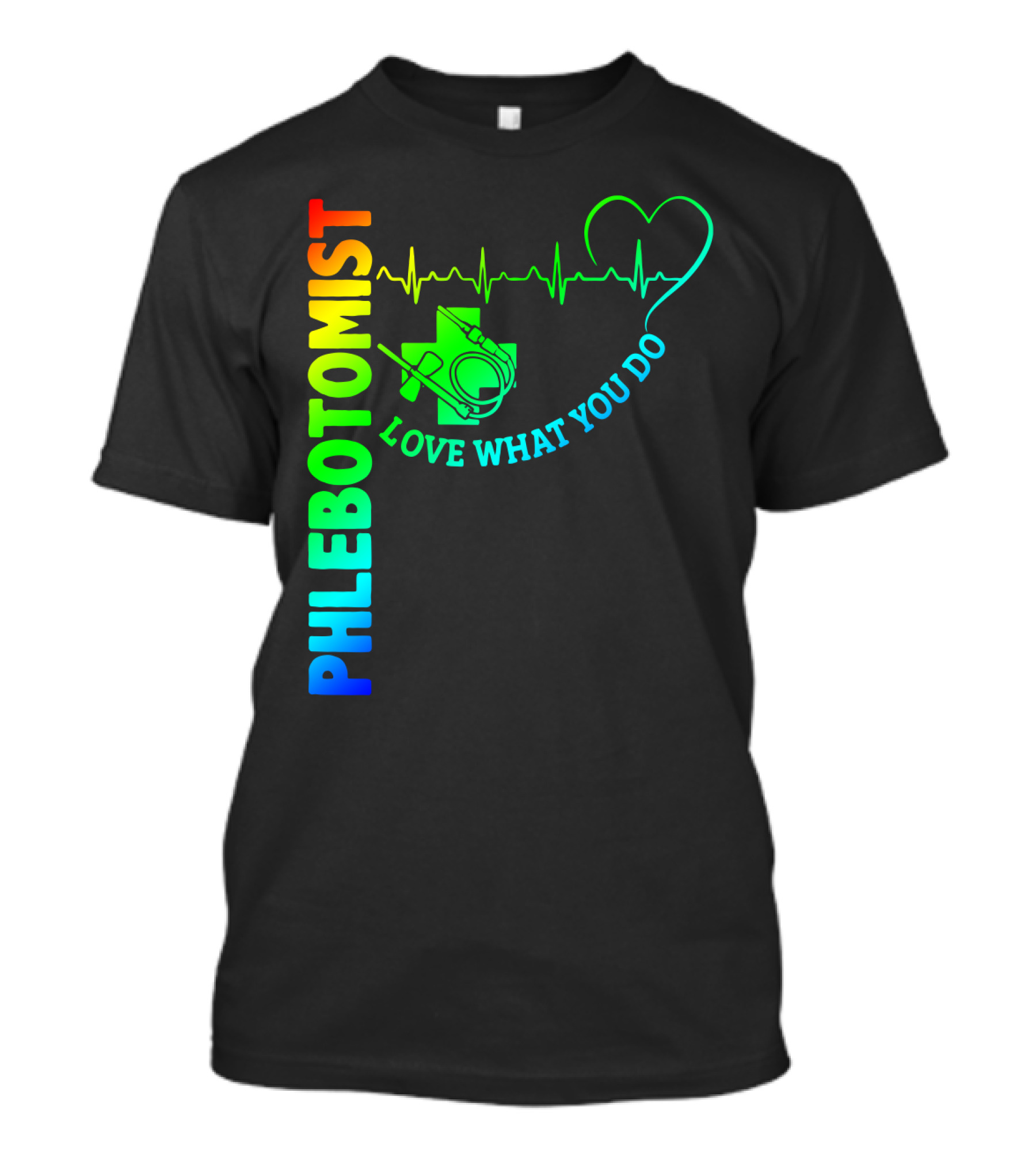 Phlebotomist Love What You Do Heartbeat Iconic Medical T-Shirt