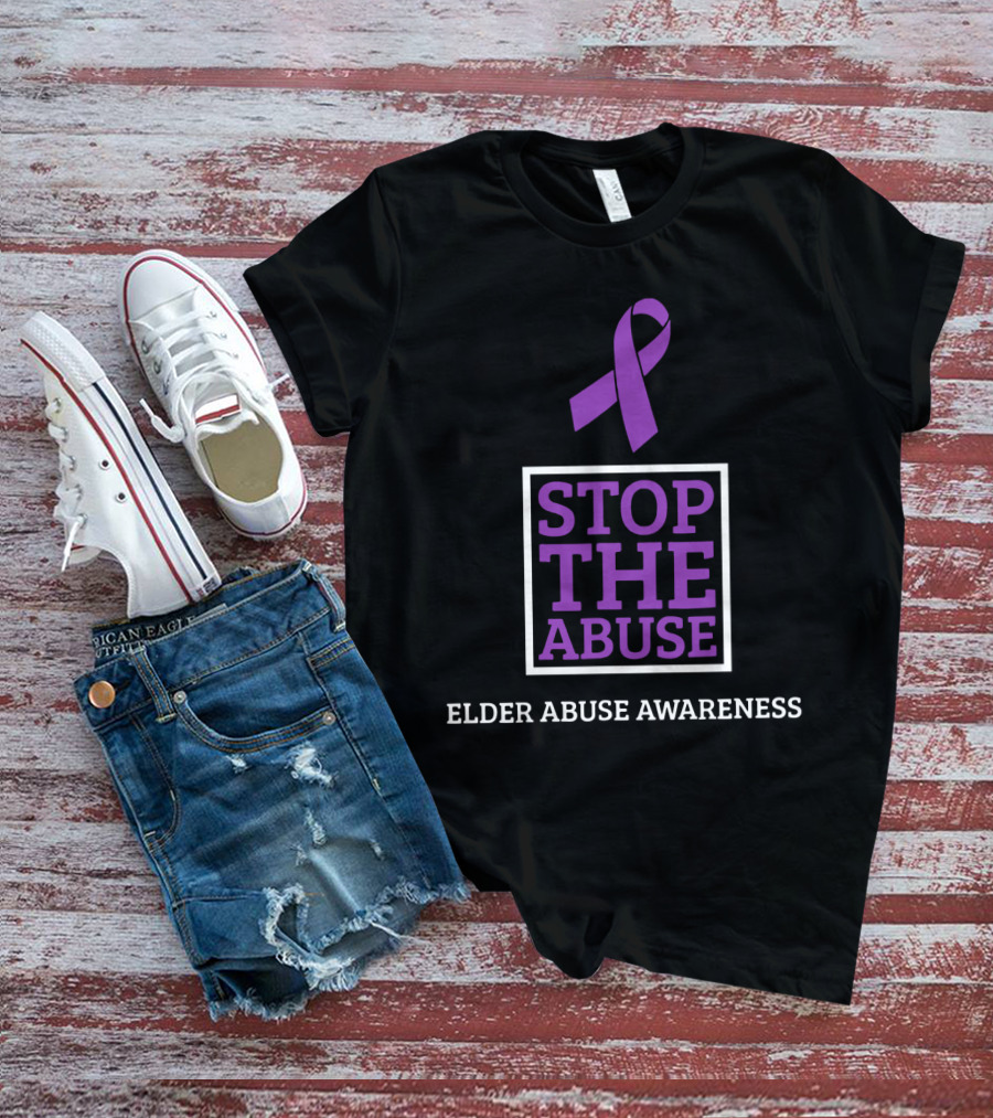 Stop The Abuse Elder Abuse Awareness Purple T-Shirt