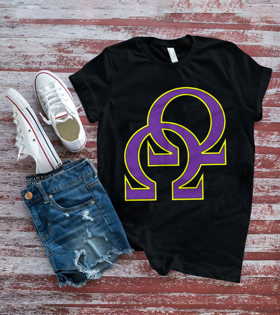 Que Double Omega Purple Gold Psi Phi Greek Fraternity T-Shirt