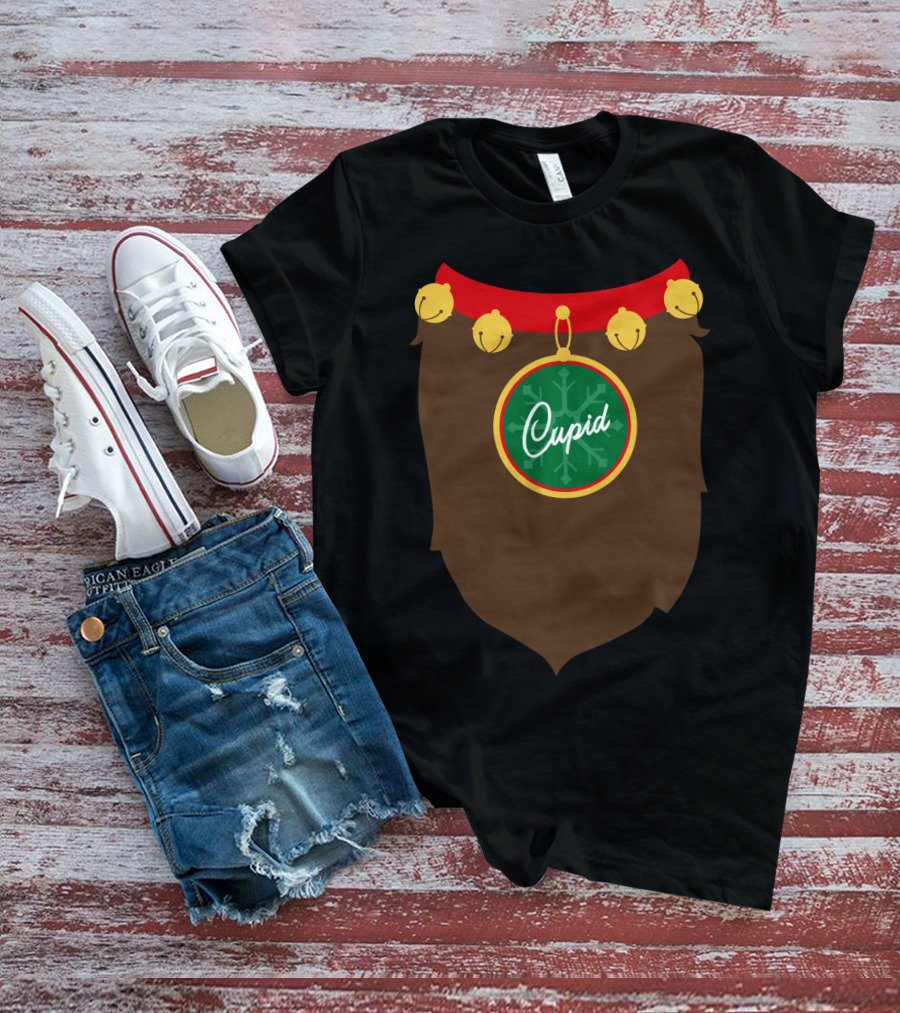Reindeer Costume Christmas Cupid Santa Bells And Antlers T-Shirt