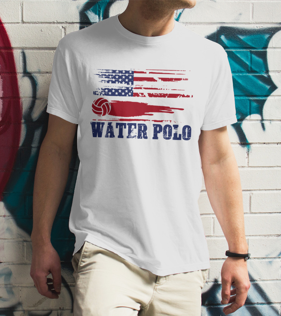USA Water Polo American Flag Team Spirit Aquatic Sport T-Shirt