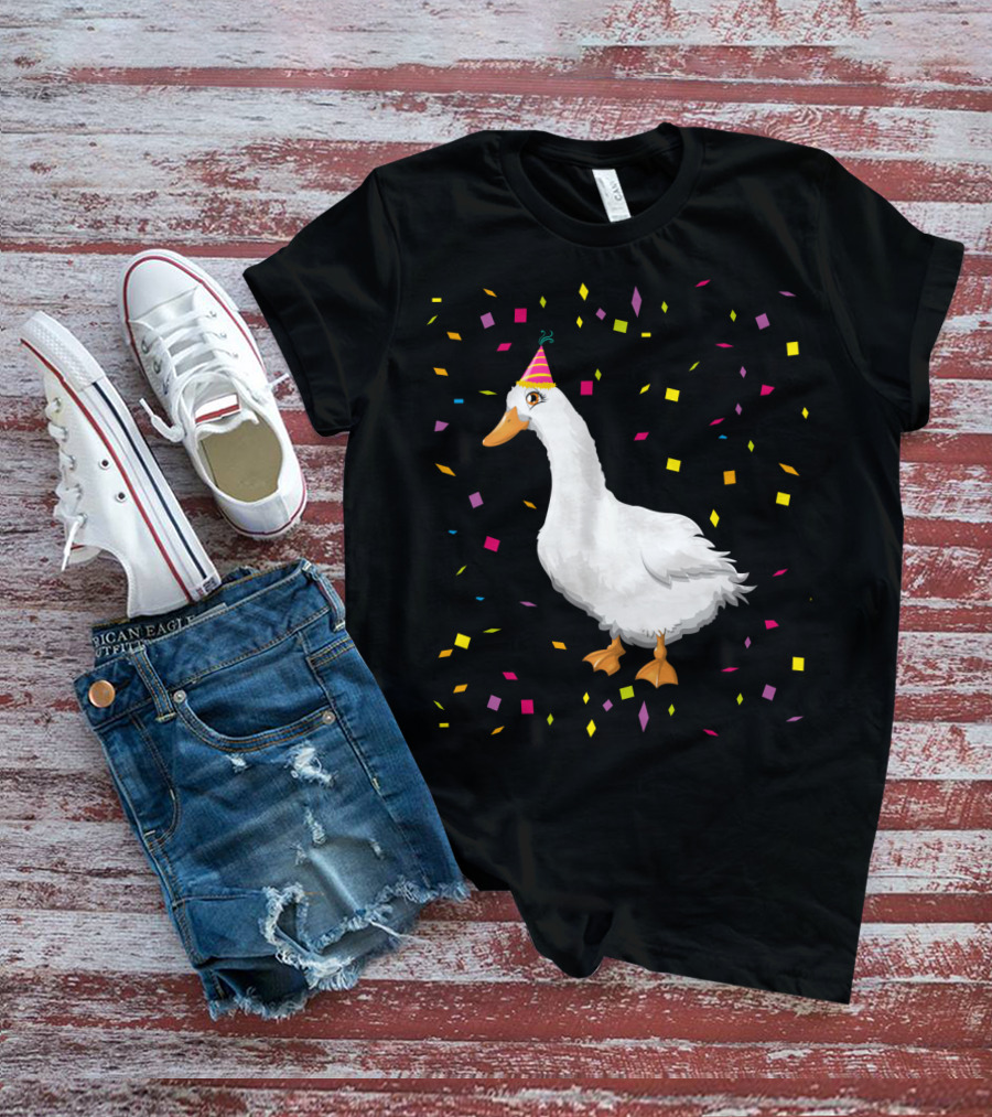 Funny Duck Birthday Party Hat Confetti T-Shirt
