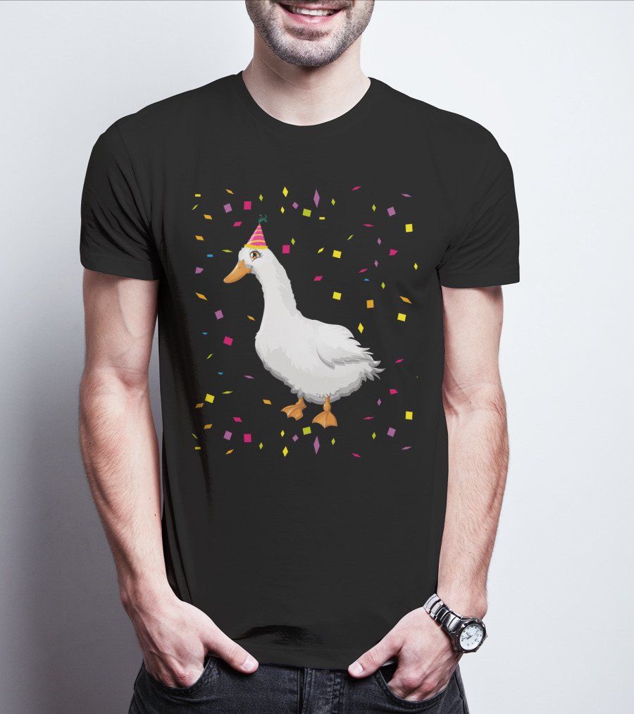 Funny Duck Birthday Party Hat Confetti T-Shirt