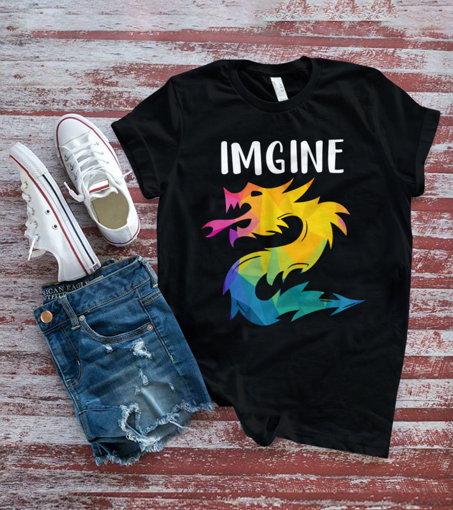 Imagine Vibrant Geometric Dragon Tattoo T-Shirt