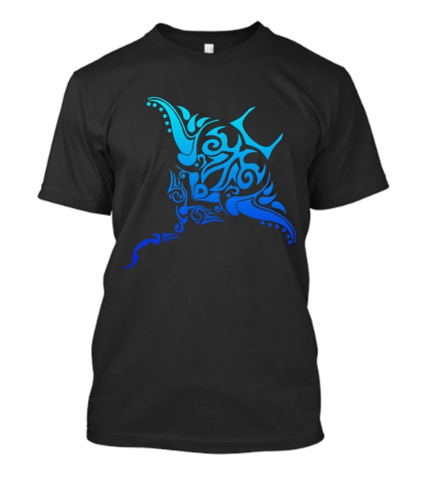 Hawaiian Tribal Stingray Polynesian Tattoo Style Blue T-Shirt