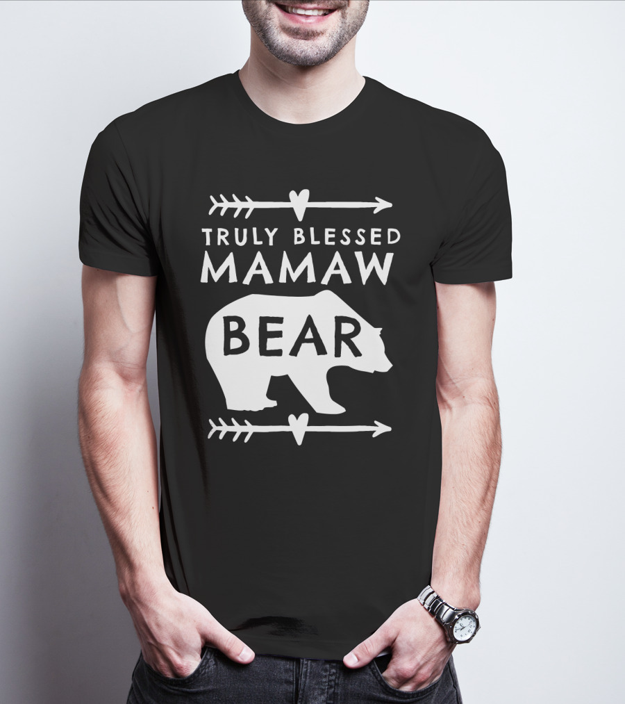 Truly Blessed Mamaw Bear Grandma Bear Silhouette Arrows Hearts T-Shirt
