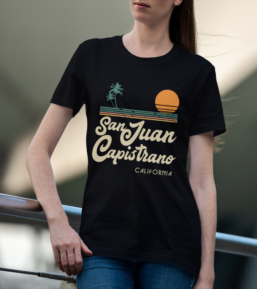 San Juan Capistrano California Vintage Sun And Palm Trees T-Shirt