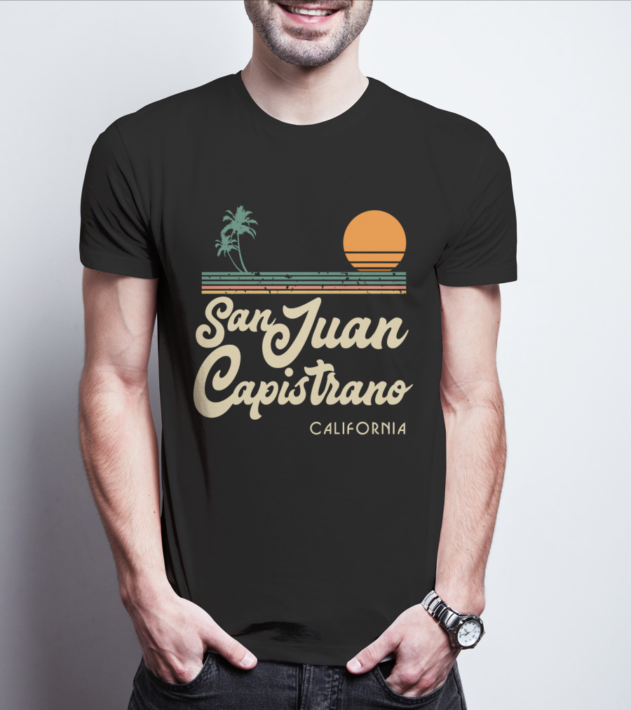 San Juan Capistrano California Vintage Sun And Palm Trees T-Shirt
