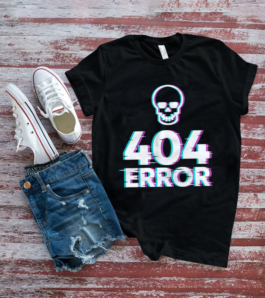 404 Error Skull Glitch T-Shirt