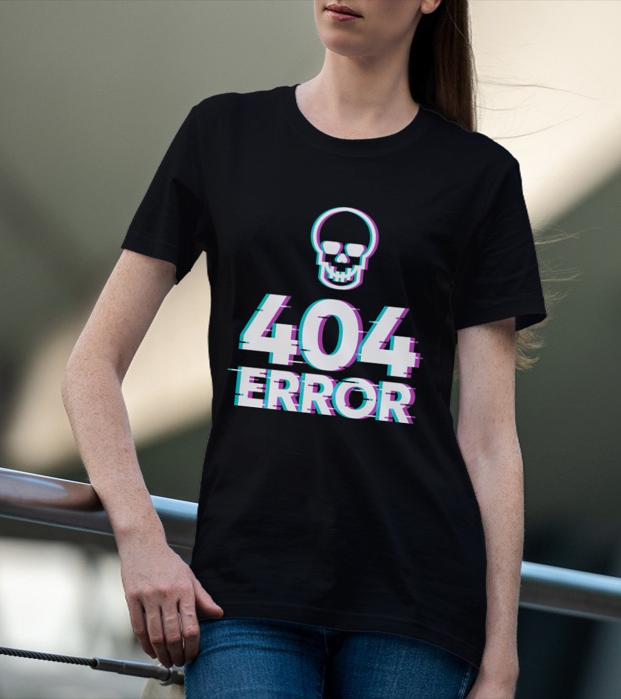 404 Error Skull Glitch T-Shirt