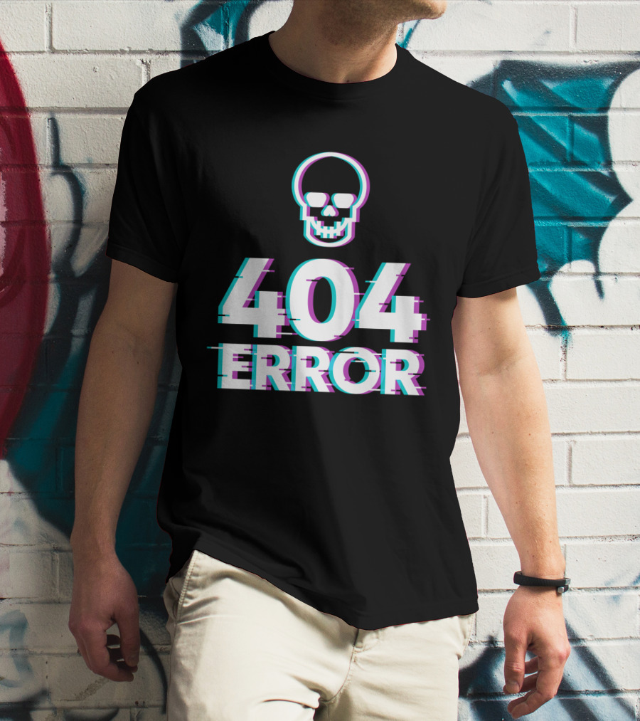 404 Error Skull Glitch T-Shirt