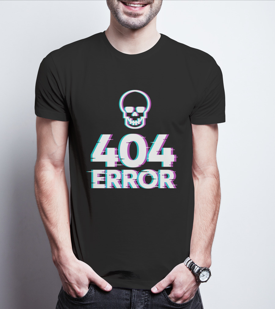 404 Error Skull Glitch T-Shirt