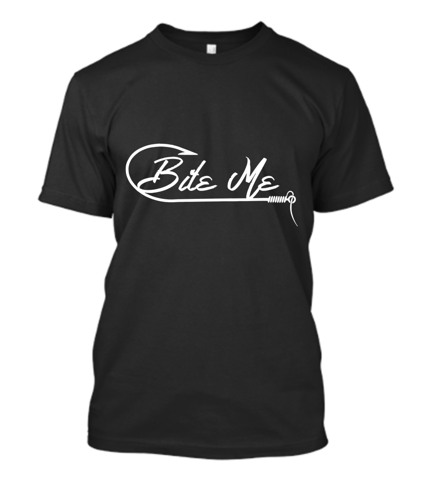 Bite Me Fish Hook Curve Text With Hook T-Shirt