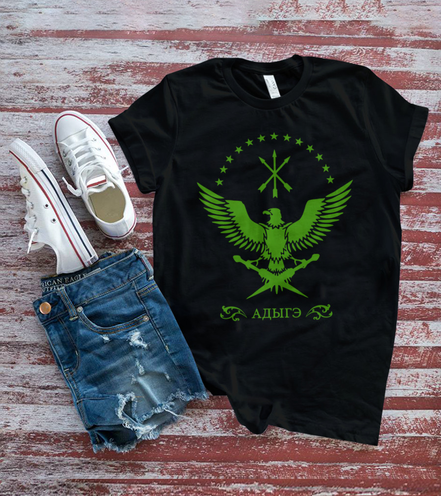 Circassian Adiga Eagle Emblem With Stars And Crossed Arrows T-Shirt