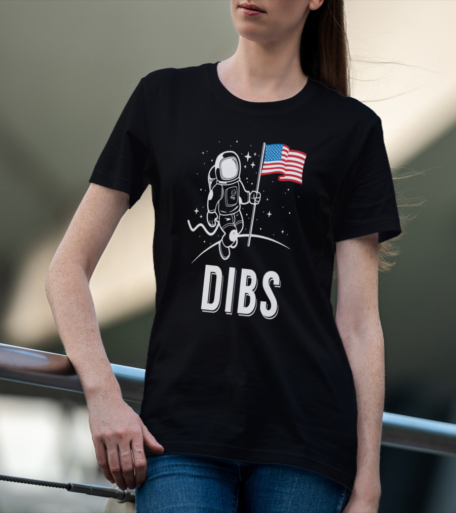 Astronaut Dibs On The American Flag Moon Landing T-Shirt