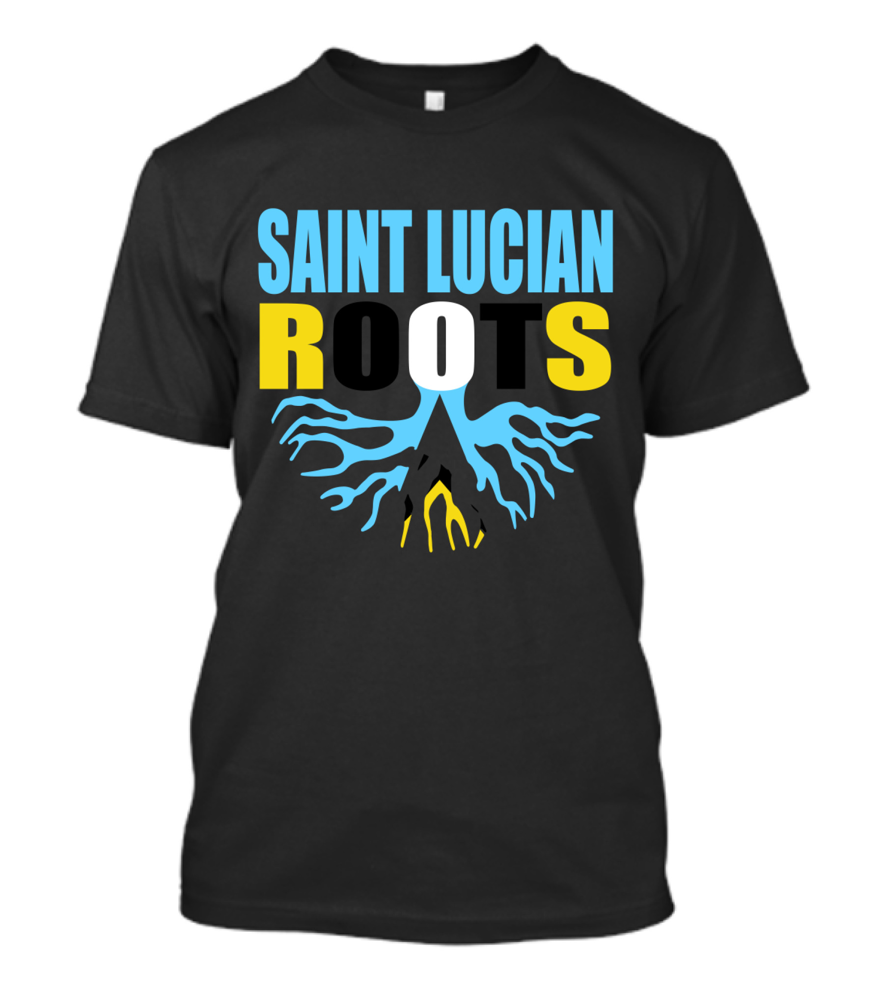 Storecastle Saint Lucian Roots With Saint Lucia Flag Colors T-Shirt