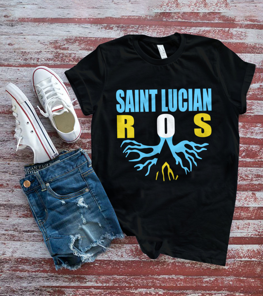 Storecastle Saint Lucian Roots With Saint Lucia Flag Colors T-Shirt