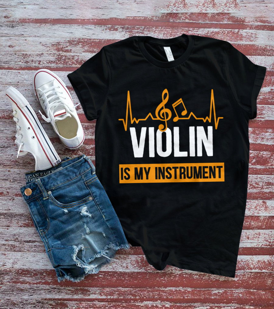 Violin Heartbeat With Musical Notes Is My Instrument T-Shirt