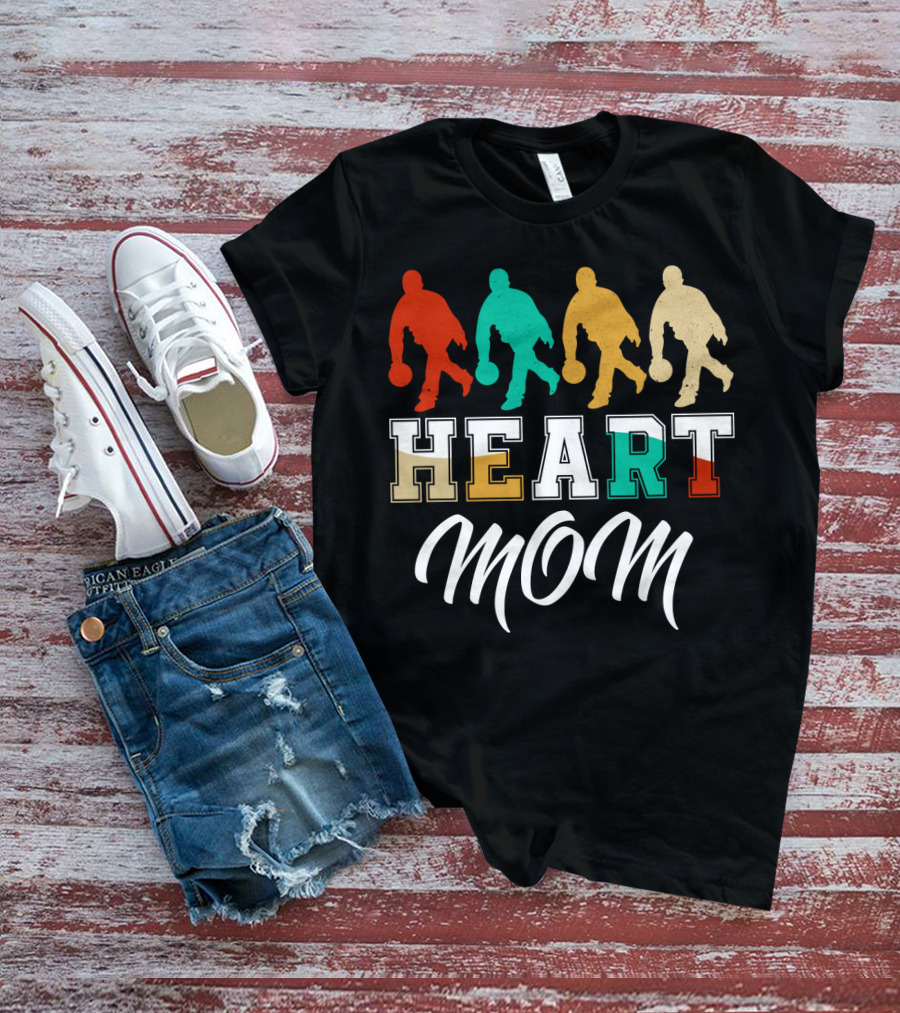 Bowling Heart Mom Retro T-Shirt