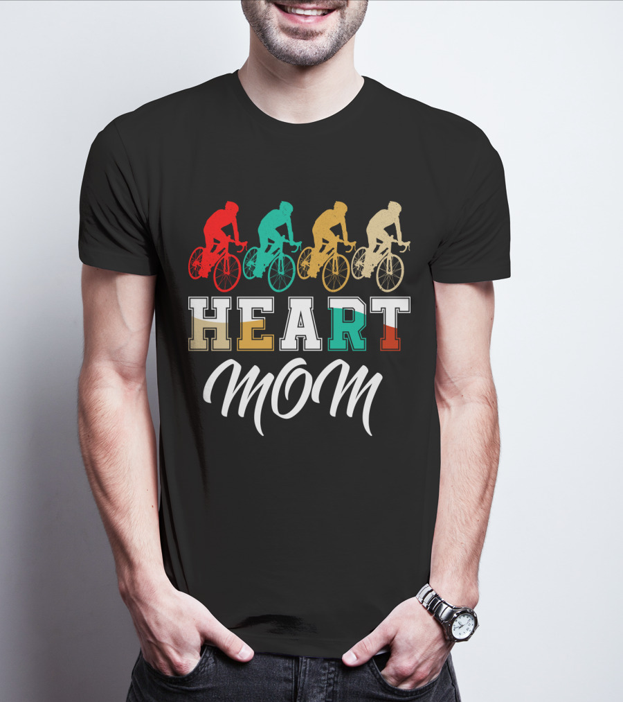 Cycling Heart Mom Colorful Biking T-Shirt