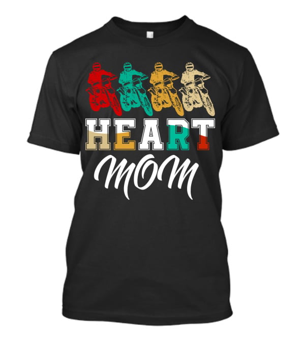Heart Mom Dirt Bike Racing T-Shirt