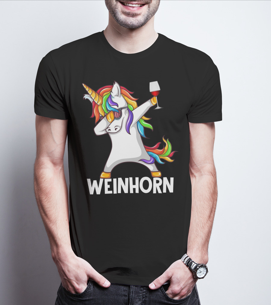 Weinhorn Dabbing Einhorn With Wine Glass T-Shirt