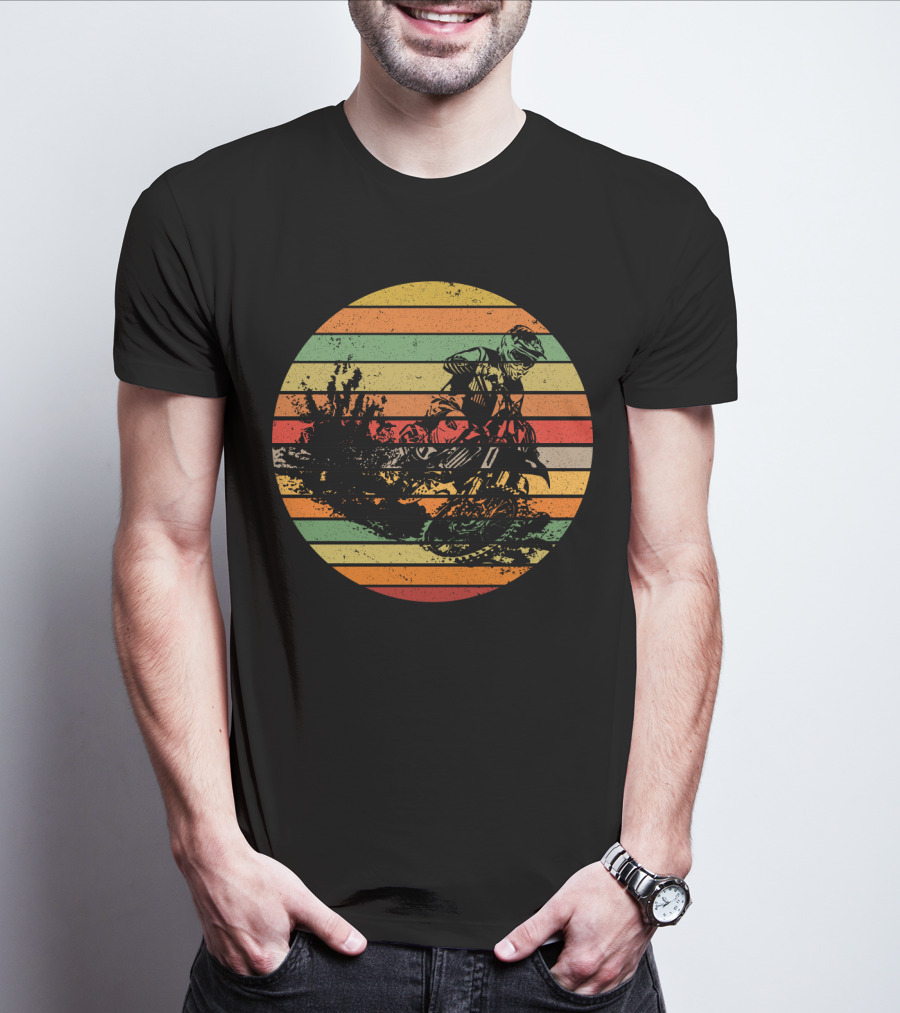 Vintage Motocross Dirt Bike Retro Vibes With Rider T-Shirt