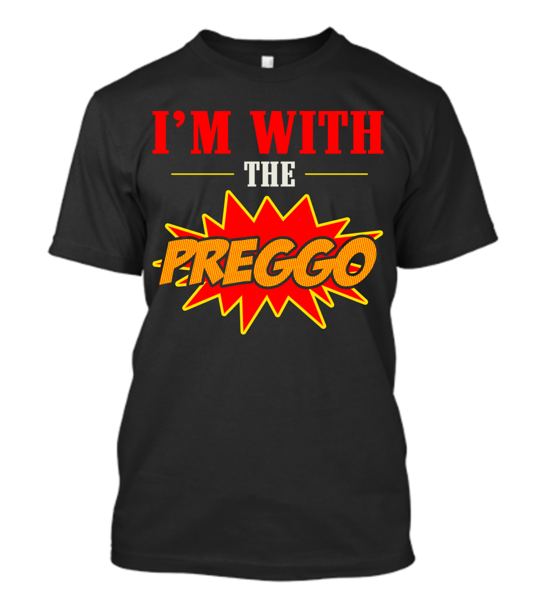 I'm With The Preggo Comic Style Burst T-Shirt
